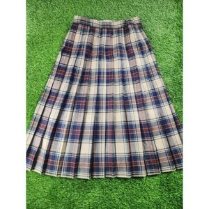 Cotswold Collections Skirt Womens 14 Multicolor Plaid Wool Pleated Midi Lined